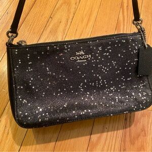 Coach Star Glitter Black Leather Demi Shoulder Bag #39656